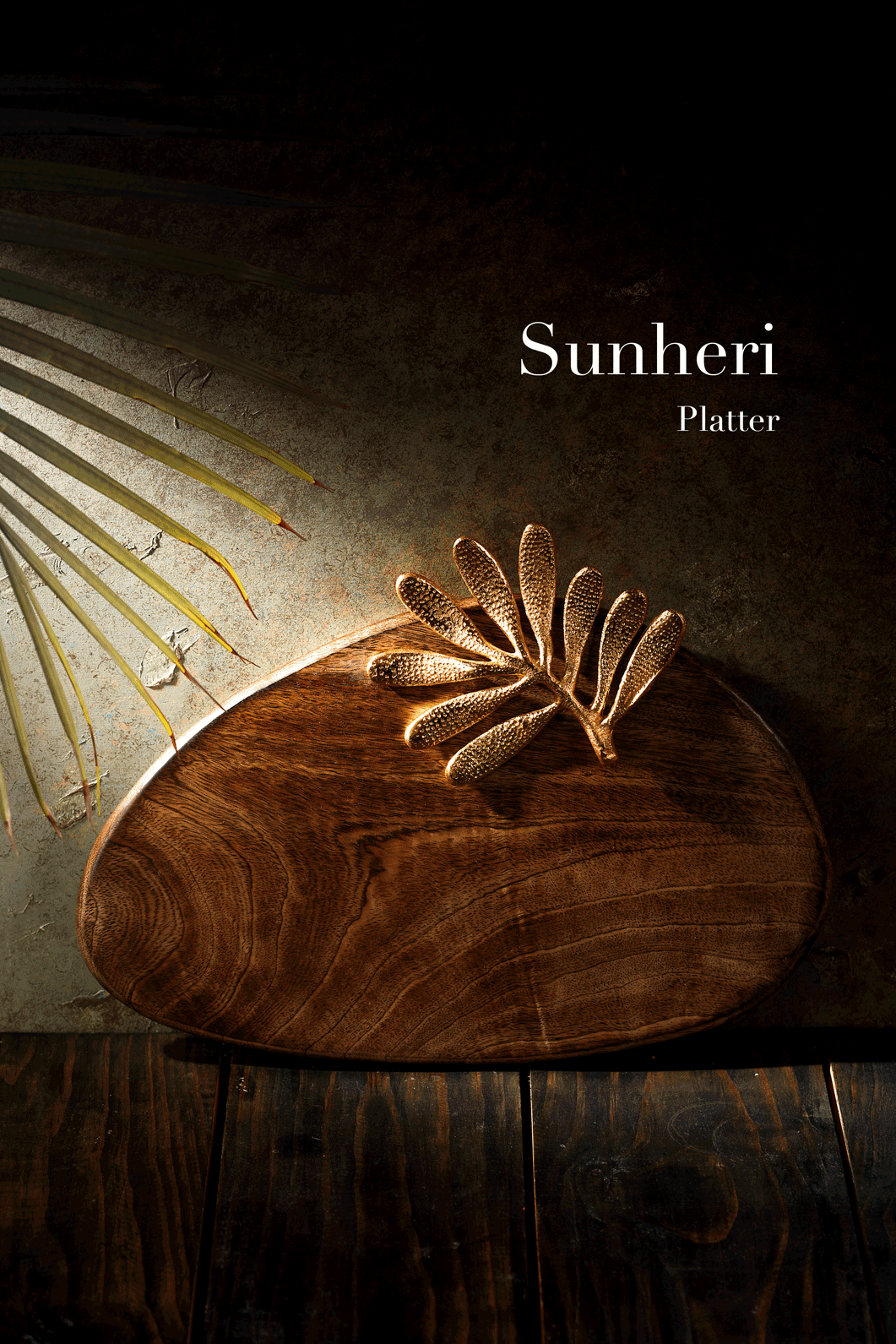 Thumbnail preview #0 for Sunheri - asymmetrical platter with gold leaf motif