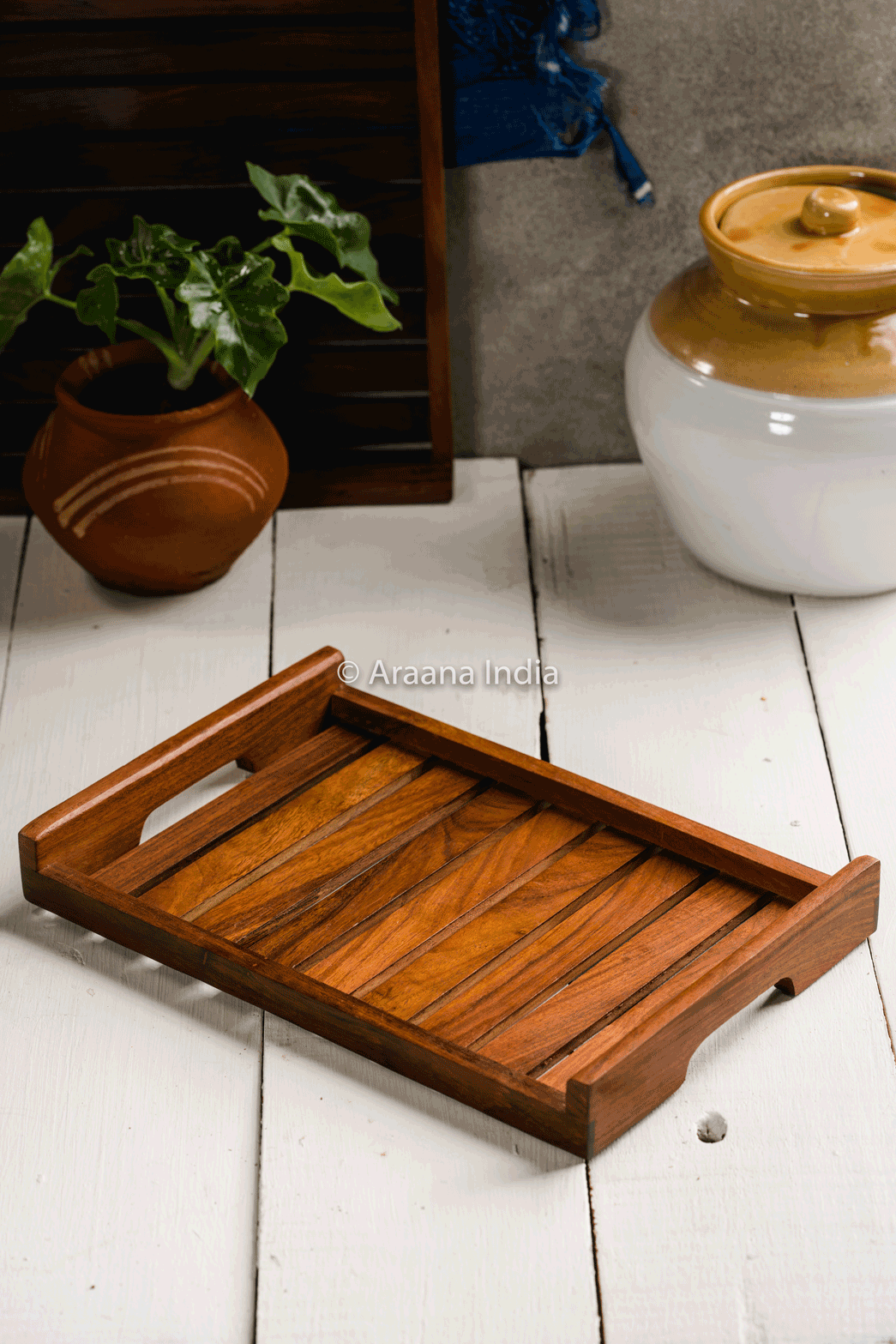 Thumbnail preview #0 for Dhaari - Striped wooden serving tray