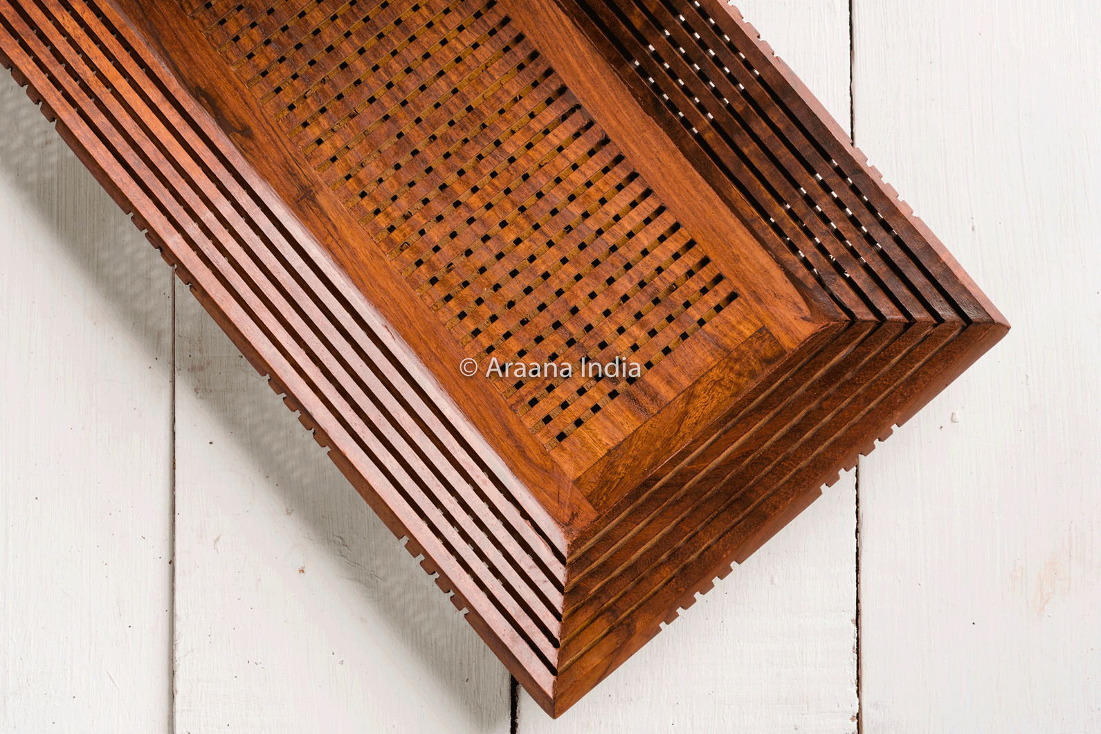 Thumbnail preview #2 for Jaali - Wooden mesh style serving tray