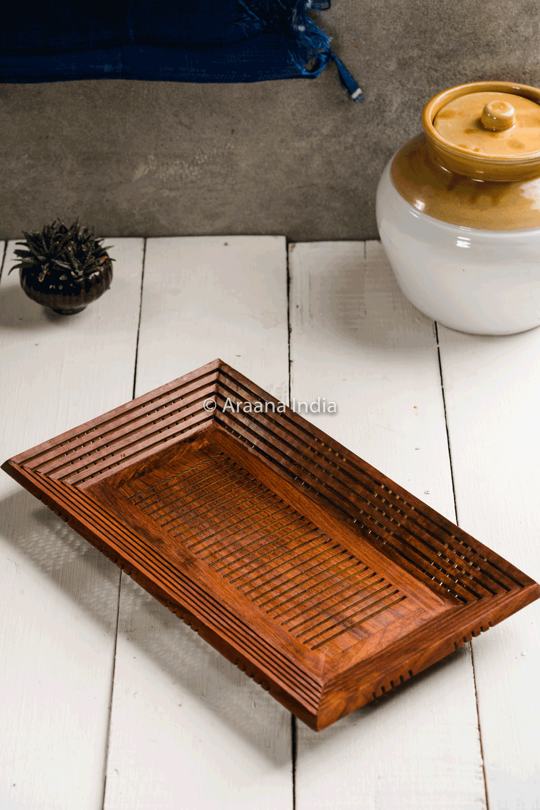 Thumbnail preview #0 for Jaali - Wooden mesh style serving tray
