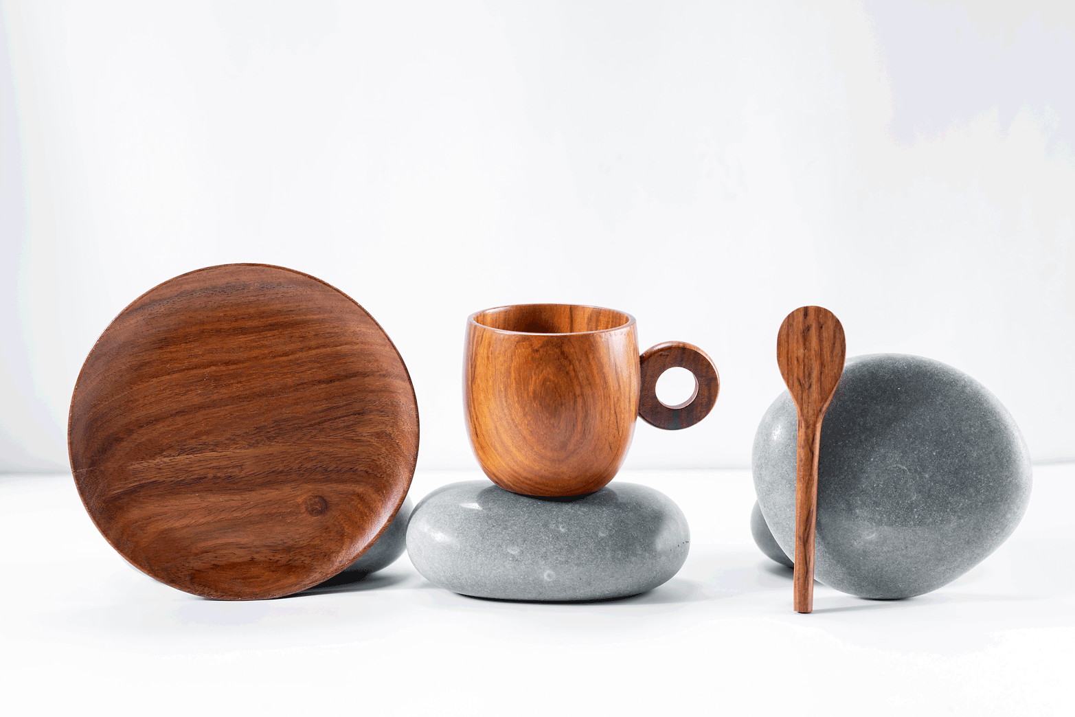 Thumbnail preview #2 for Shikora - Wooden cup saucer and spoon set